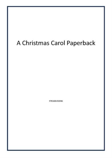 A Christmas Carol Paperback