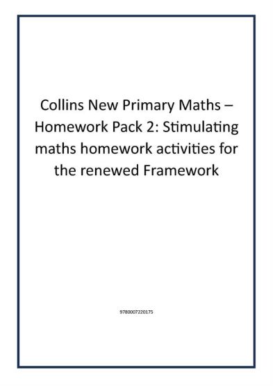 Collins New Primary Maths – Homework Pack 2: Stimulating maths homework activities for the renewed Framework