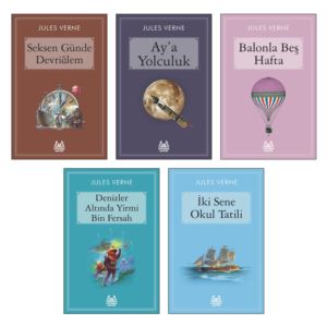 Gökkuşağı Jules Verne Serisi 5 Al 4 Öde Kitap Seti - Seksen Günde Devri Alem, Ay`A Yolculuk, Balonla Beş Hafta, Denizler Altında Yirmi Bin Fersah, İki Sene Okul Tatili