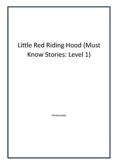 Little Red Riding Hood (Must Know Stories: Level 1)